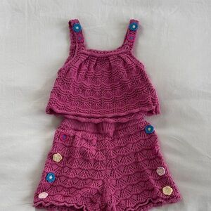 Zara Pink Knit Tank Top and Shorts Set